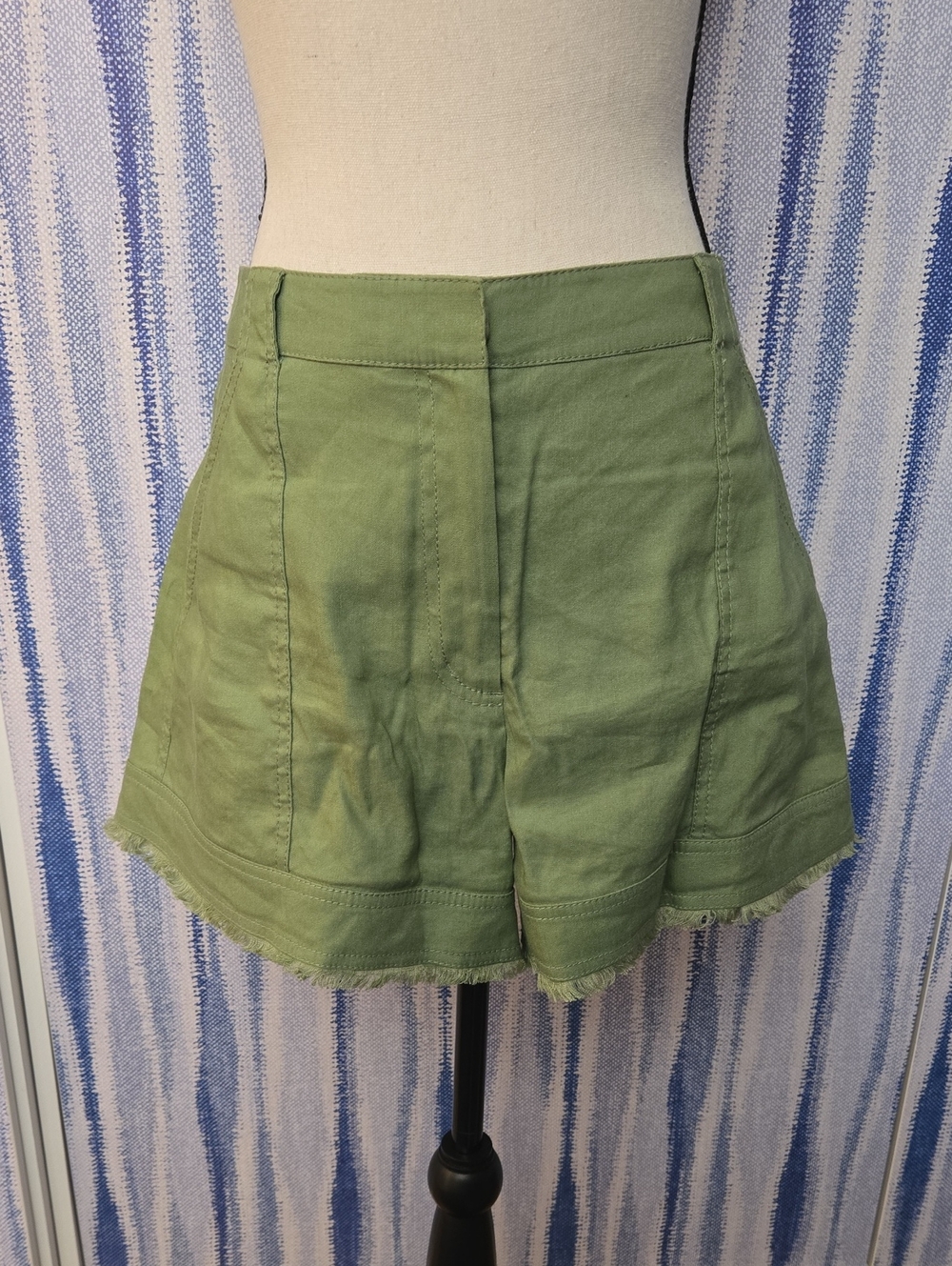Jonathan Simkhai Olive Green High-Waist Flared Shorts